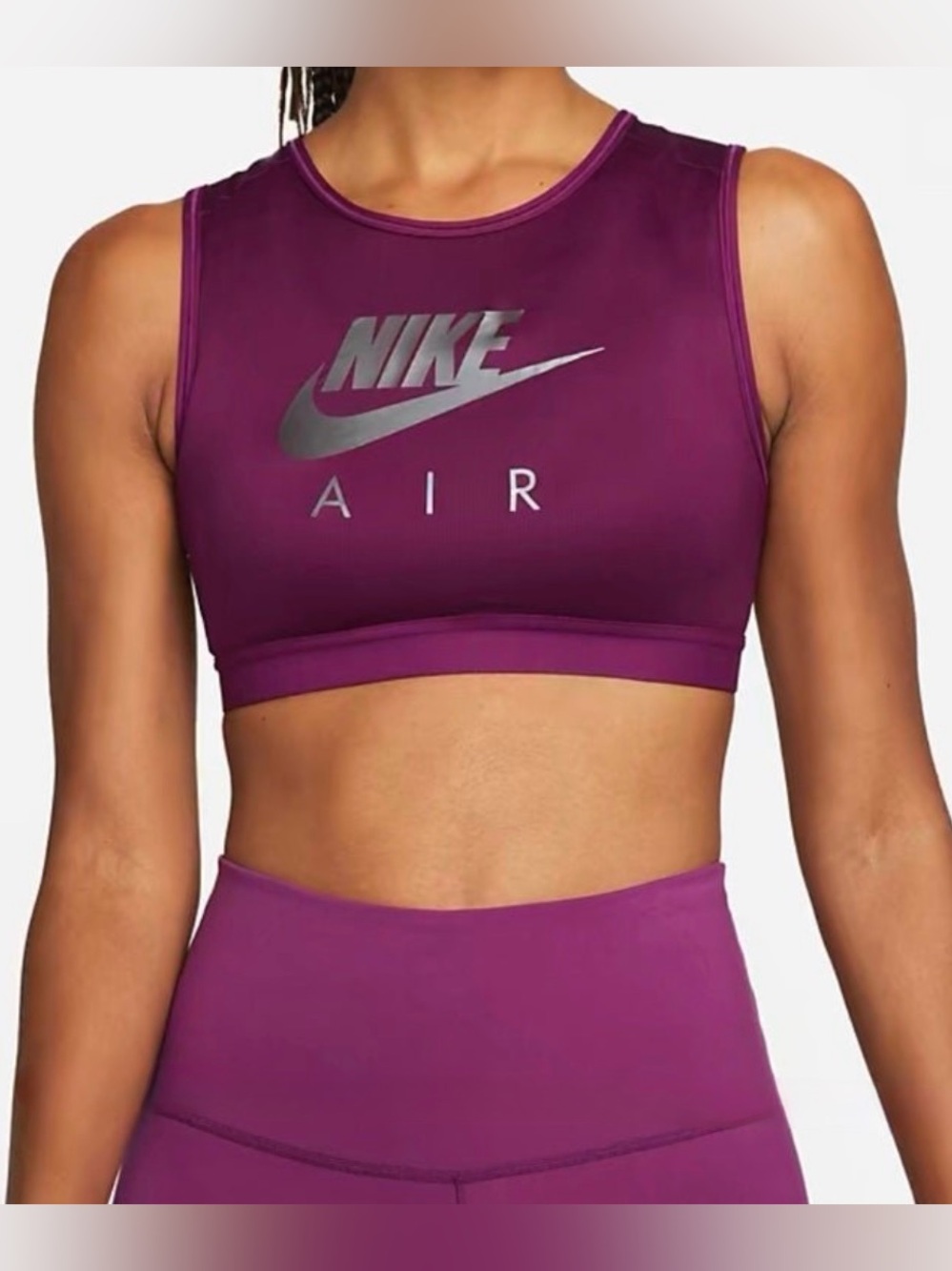Nike Air Swoosh Women's Medium-Support High-Neck Sports Bra DM0643-610 Burgundy